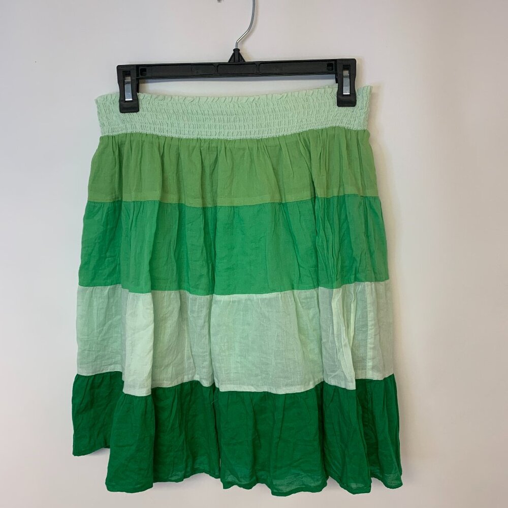Old Navy Skirt Green Mini Tired Skater Flowy Fairy Whimsical Womens SZ L